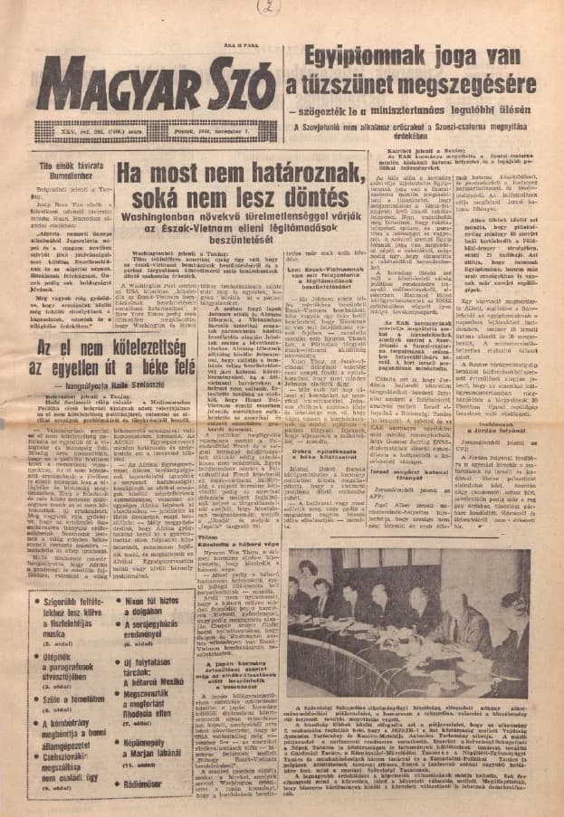 Magyar Szó, 25. évf. 1968. november 1. 302. sz. 1–12. oldal