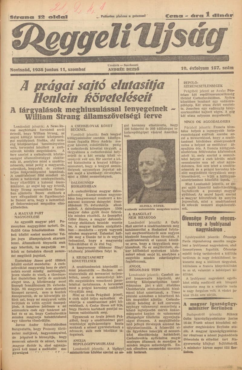 Reggeli Újság, 19. évf. 1938. június 11. 157. sz.