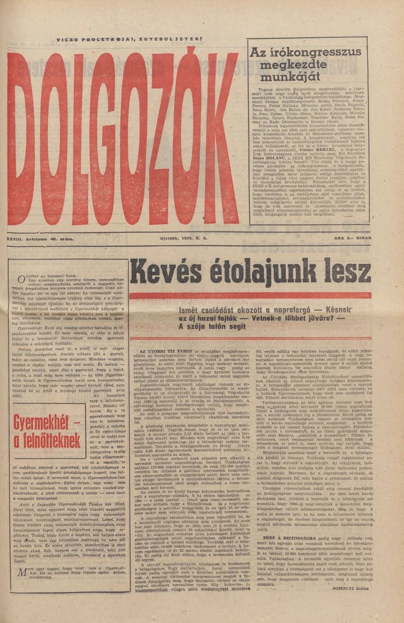 Dolgozók, 29. évf. 1975. október 3. 40. sz.