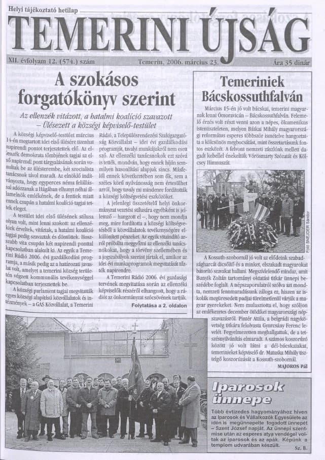 Temerini Újság, 12. évf. 2006. március 23. 12. sz.