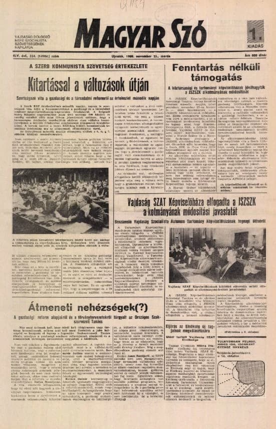 Magyar Szó, 45. évf. 1988. november 23. 324. sz.