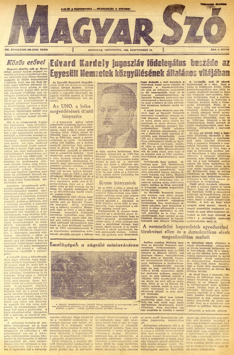 Magyar Szó, 7. évf. 1950. szeptember 29. 231. sz. 1–4. oldal
