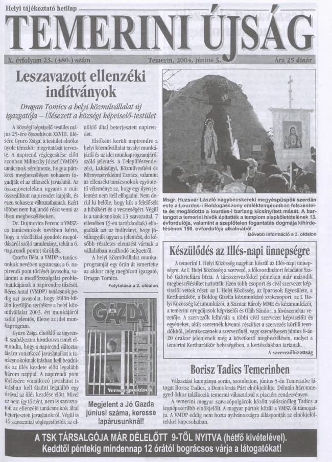 Temerini Újság, 10. évf. 2004. június 3. 23. sz.
