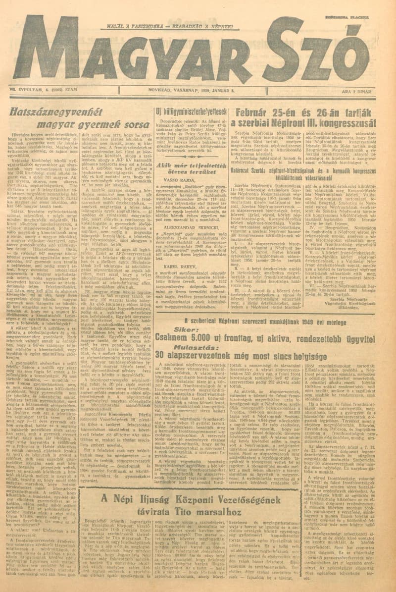 Magyar Szó, 7. évf. 1950. január 8. 6. sz. 1–4. oldal