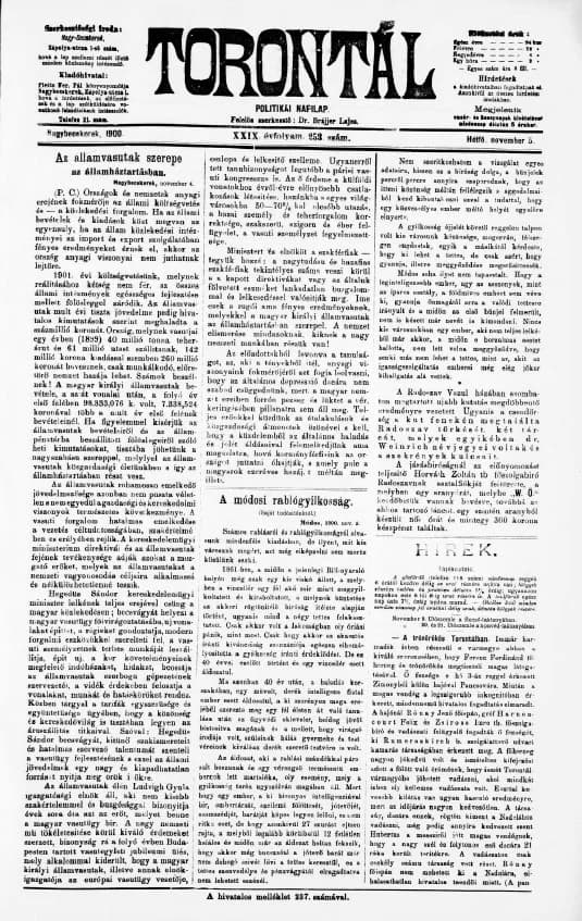 Torontál, 29. évf. 1900. november 5. 253. sz.
