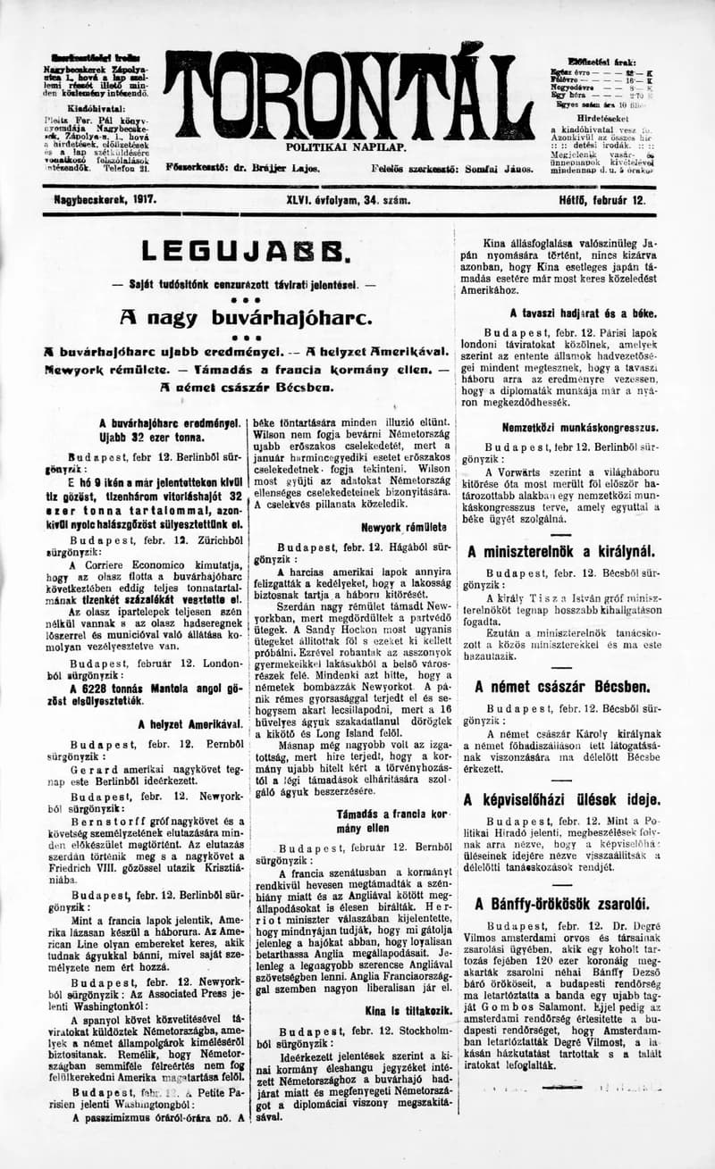 Torontál, 46. évf. 1917. február 12. 34. sz.