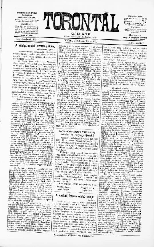 Torontál, 32. évf. 1903. április 6. 78. sz.