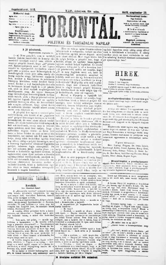 Torontál, 24. évf. 1895. szeptember 23. 218. sz.