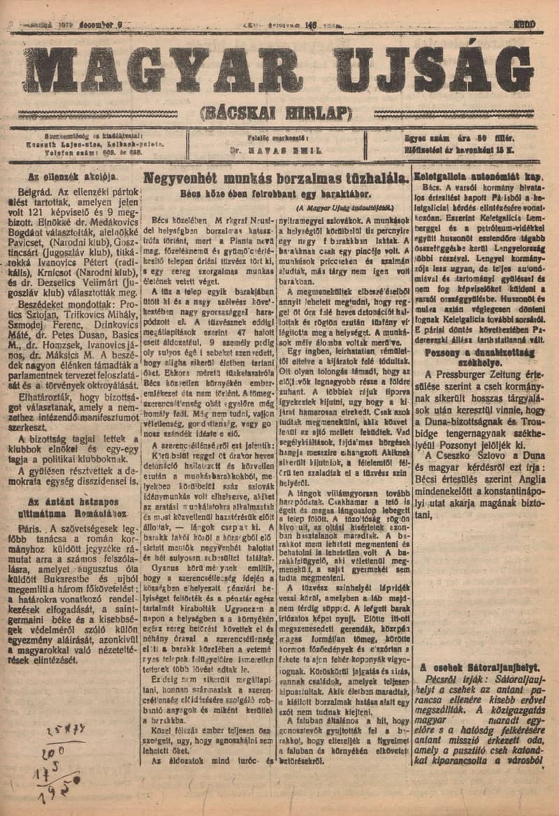 Bácskai Hirlap, 23. évf. 1919. december 9. 148. sz.