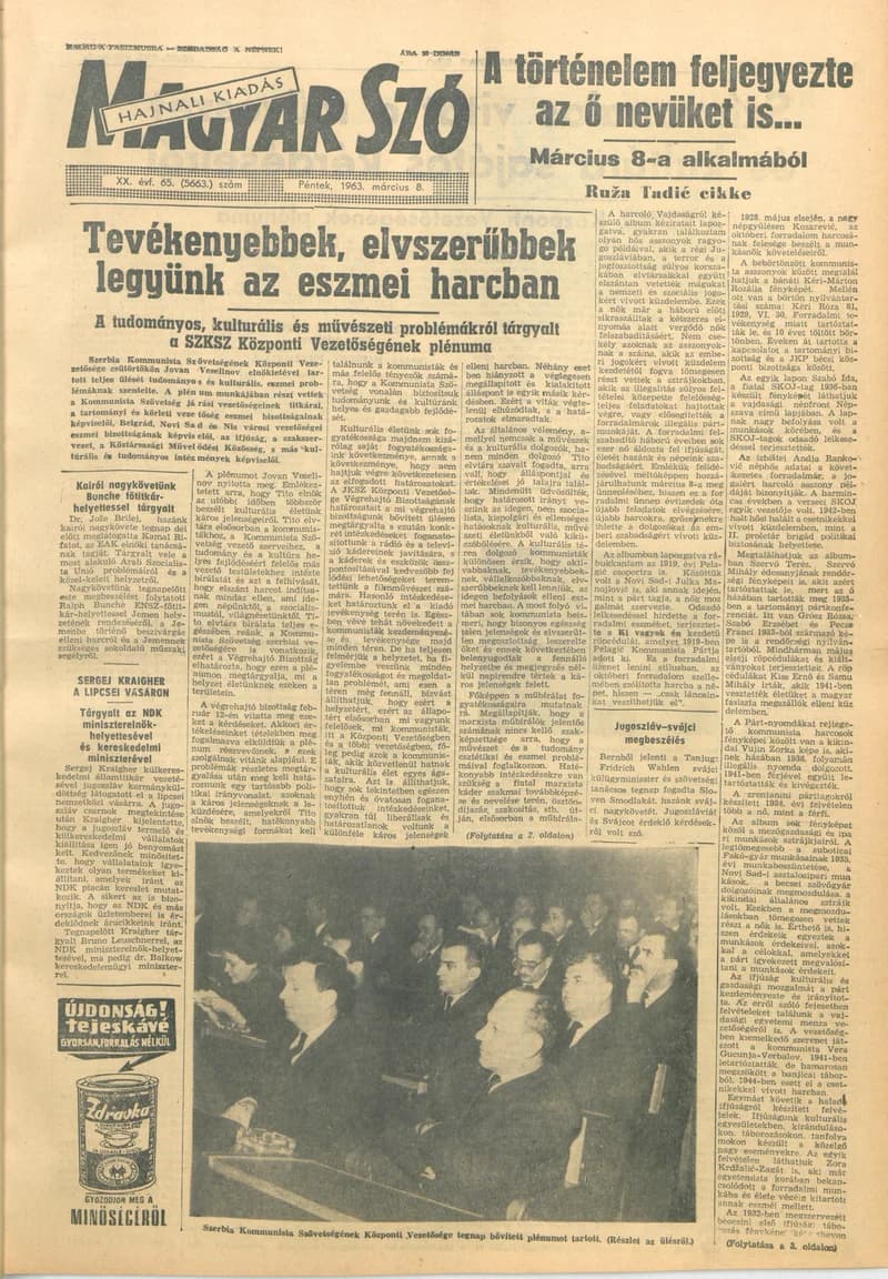 Magyar Szó, 20. évf. 1963. március 8. 65. sz. 1–14. oldal