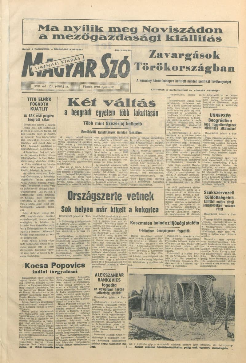 Magyar Szó, 17. évf. 1960. április 29. 101. sz. 1–24. oldal