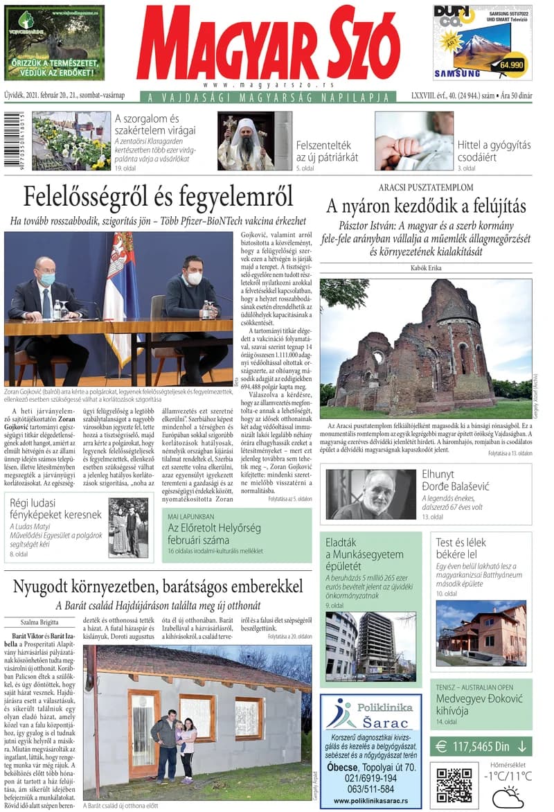 Magyar Szó, 78. évf. 2021. február 20. – 21. 40. sz. 1–32. oldal