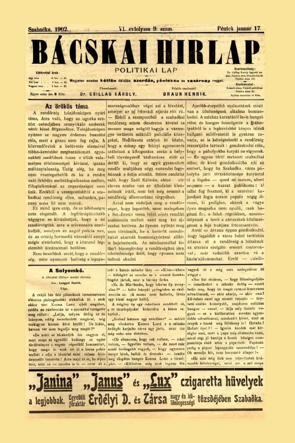 Bácskai Hirlap, 6. évf. 1902. január 17. 9. sz.