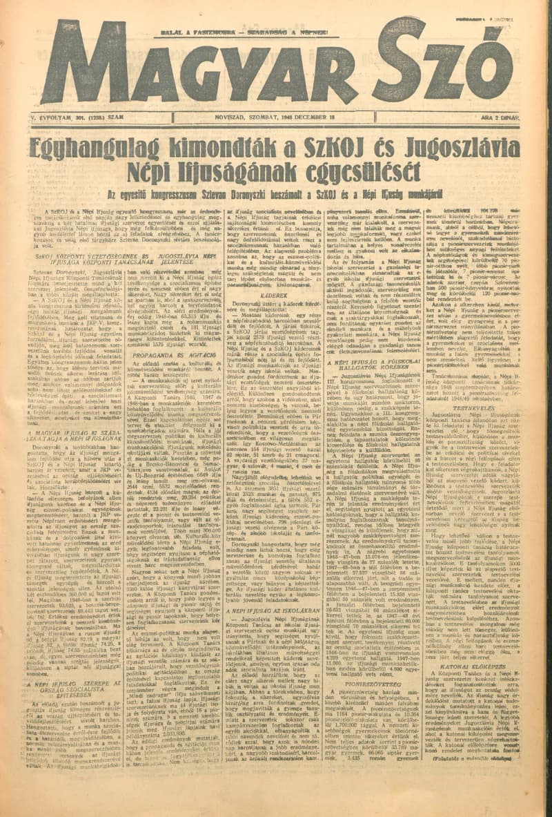 Magyar Szó, 5. évf. 1948. december 18. 301. sz. 1–4. oldal