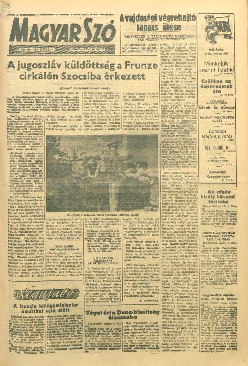 Magyar Szó, 13. évf. 1956. június 14. 161. sz. 1–8. oldal