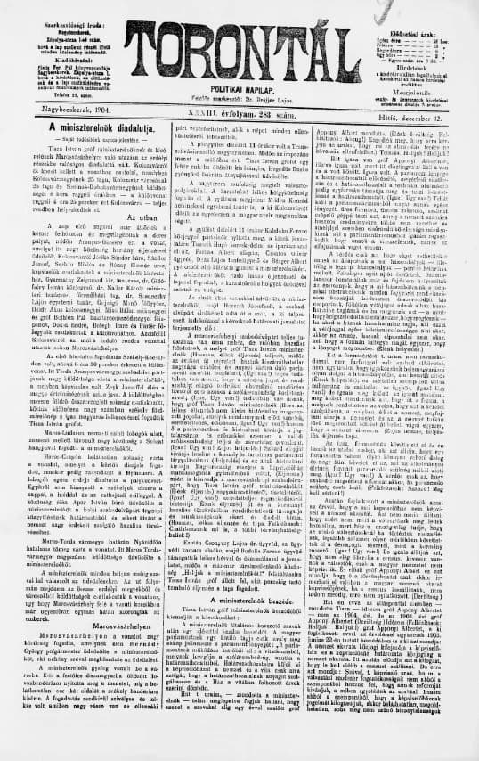 Torontál, 33. évf. 1904. december 12. 283. sz.