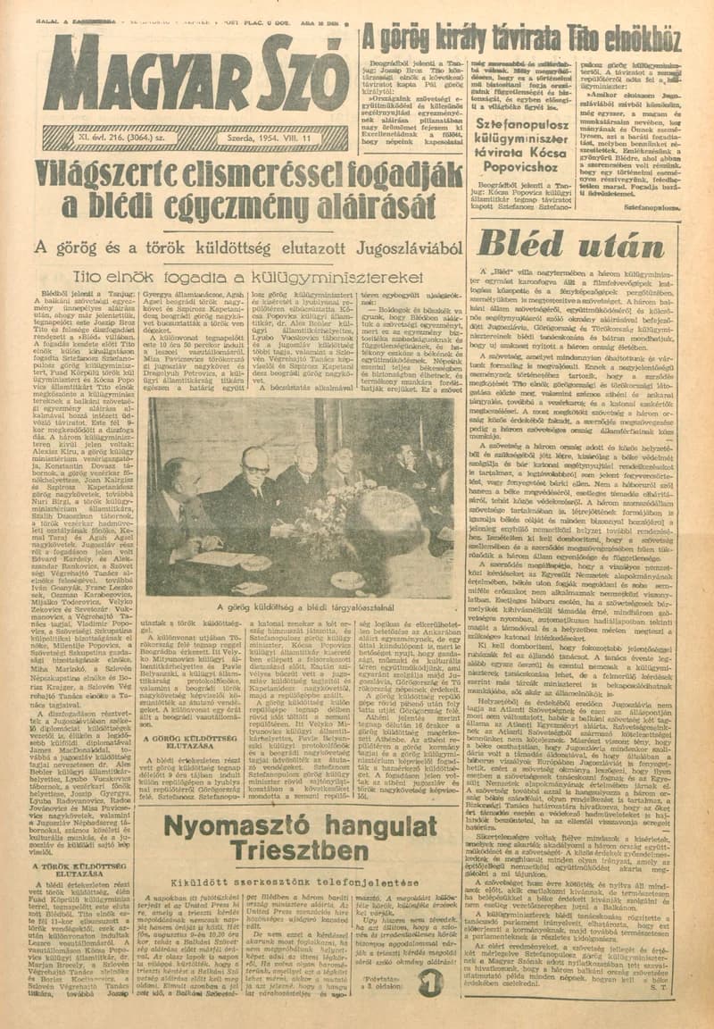 Magyar Szó, 11. évf. 1954. augusztus 11. 216. sz. 1–8. oldal