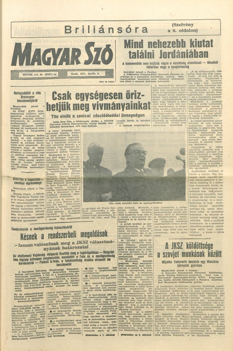 Magyar Szó, 28. évf. 1971. április 6. 94. sz. 1–16. oldal