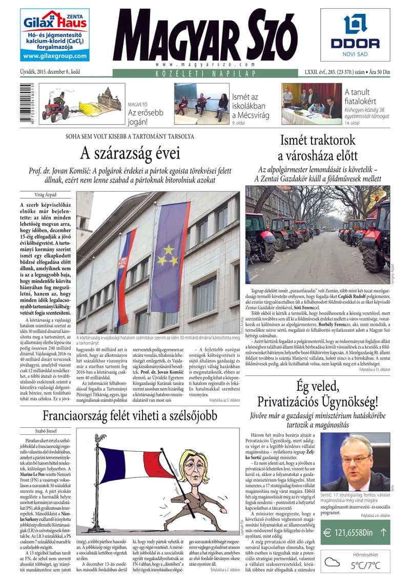 Magyar Szó, 72. évf. 2015. december 8. 285. sz. 1–20. oldal