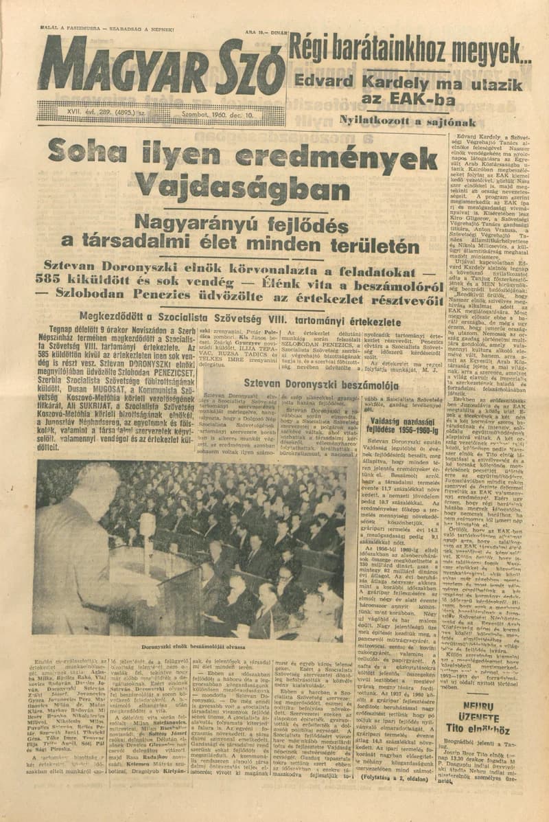 Magyar Szó, 17. évf. 1960. december 10. 289. sz. 1–28. oldal
