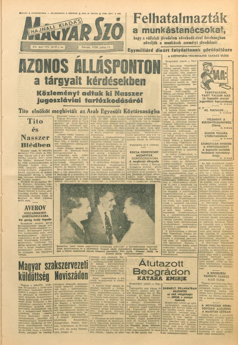Magyar Szó, 15. évf. 1958. július 11. 175. sz. 1–18. oldal