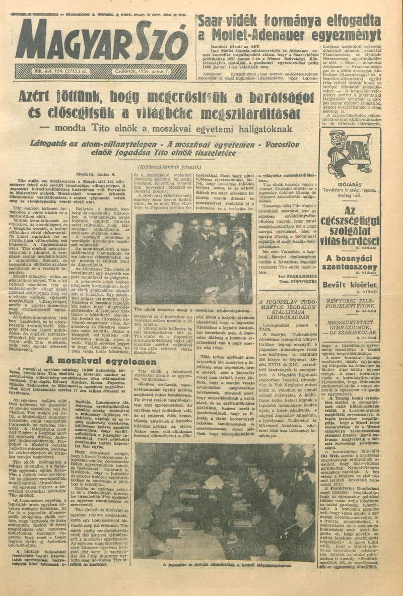 Magyar Szó, 13. évf. 1956. június 7. 154. sz. 1–8. oldal