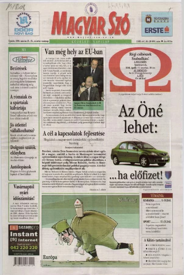 Magyar Szó, 63. évf. 2006. március 25. – 26. 69. sz. 1–28. oldal