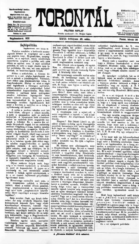 Torontál, 31. évf. 1902. február 28. 49. sz.