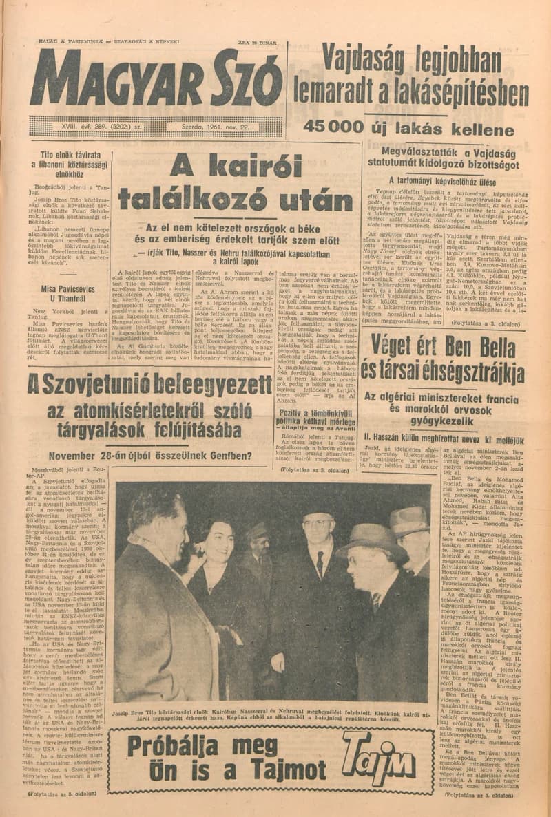 Magyar Szó, 18. évf. 1961. november 22. 289. sz. 1–14. oldal
