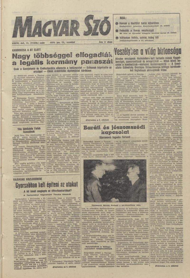 Magyar Szó, 36. évf. 1979. január 13. 11. sz. 1–20. oldal