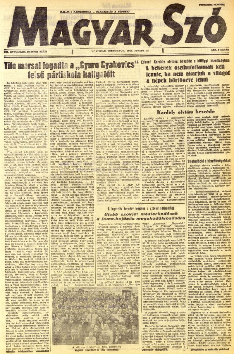 Magyar Szó, 7. évf. 1950. június 15. 141. sz. 1–4. oldal