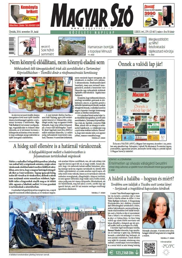 Magyar Szó, 73. évf. 2016. november 29. 279. sz. 1–20. oldal