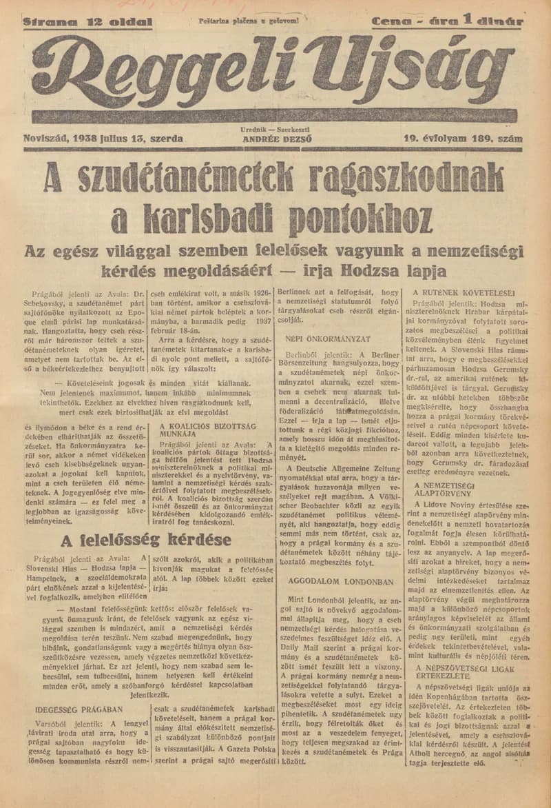 Reggeli Újság, 19. évf. 1938. július 13. 189. sz.