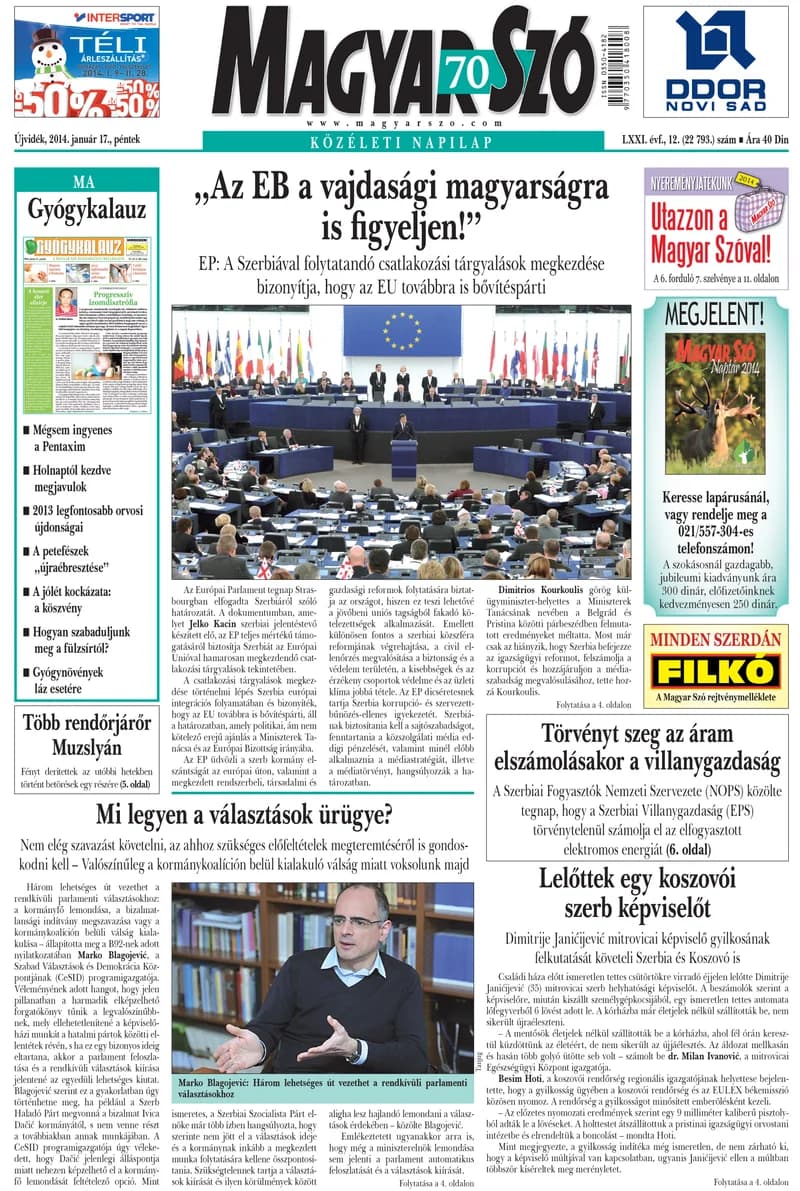Magyar Szó, 71. évf. 2014. január 17. 12. sz. 1–16. oldal
