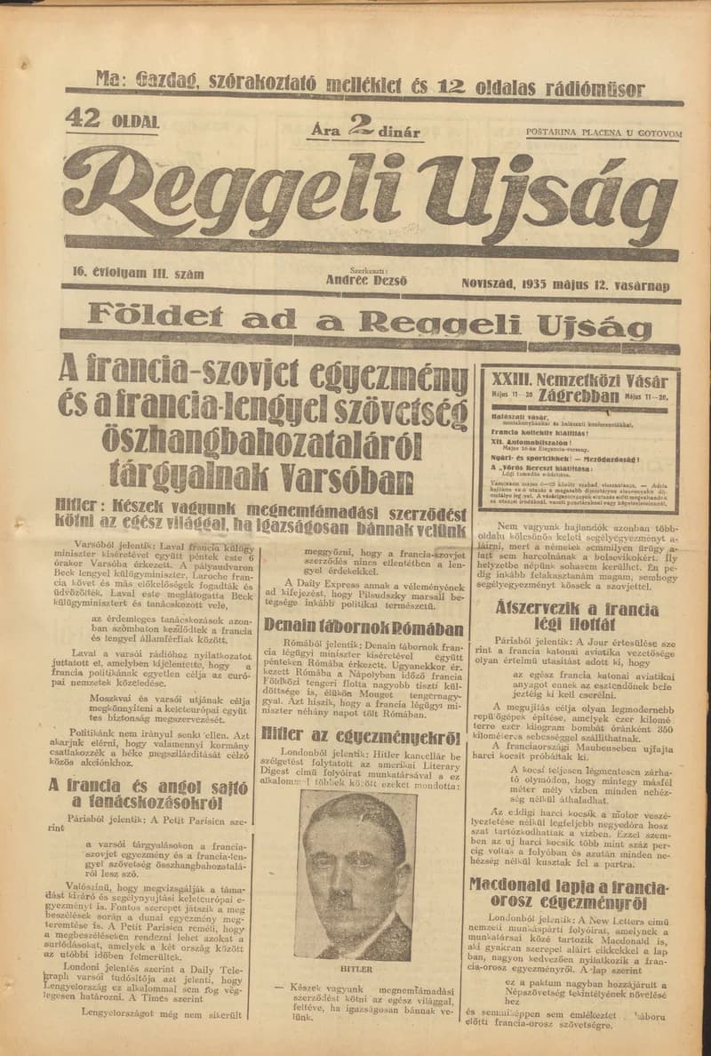 Reggeli Újság, 16. évf. 1935. május 12. 111. sz.