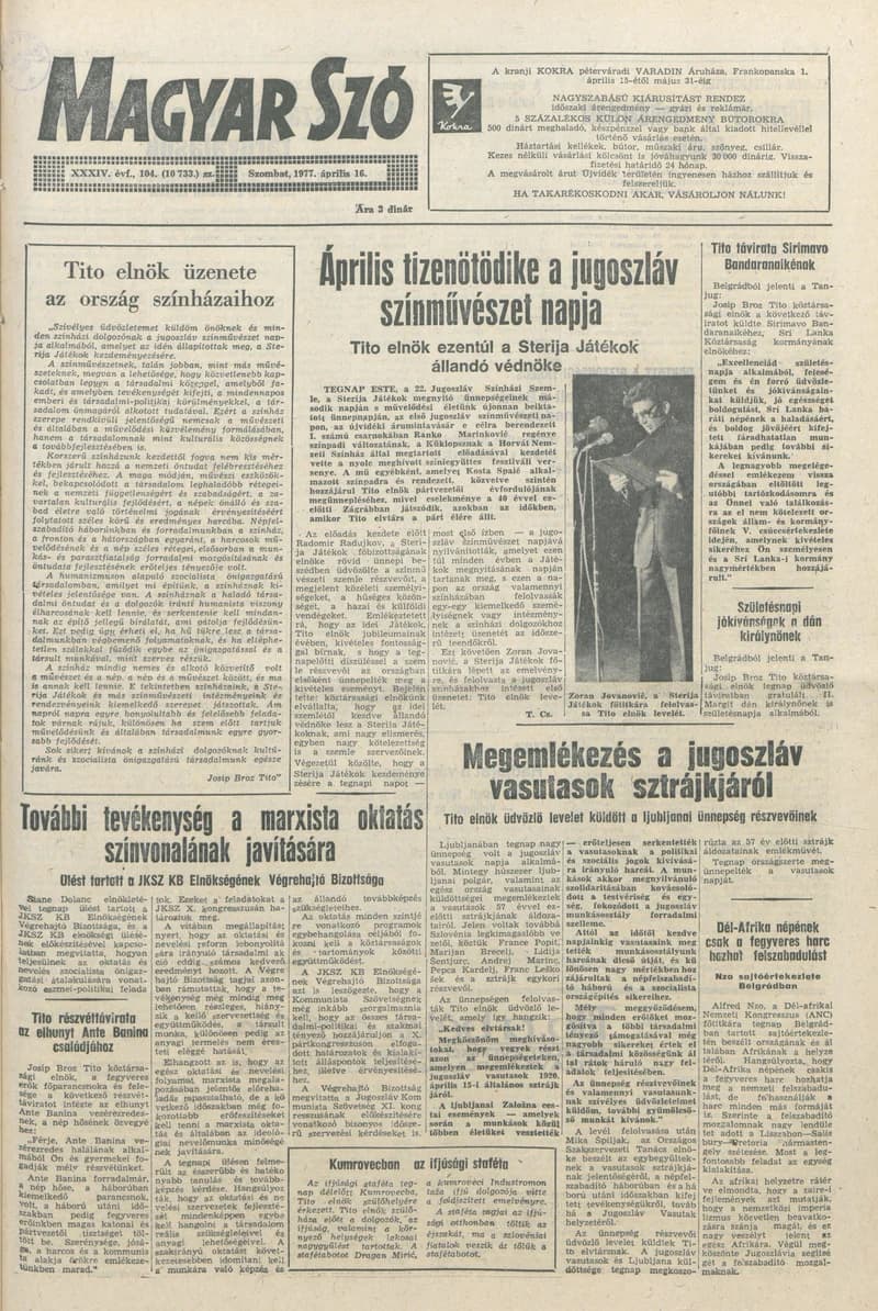 Magyar Szó, 34. évf. 1977. április 16. 104. sz.
