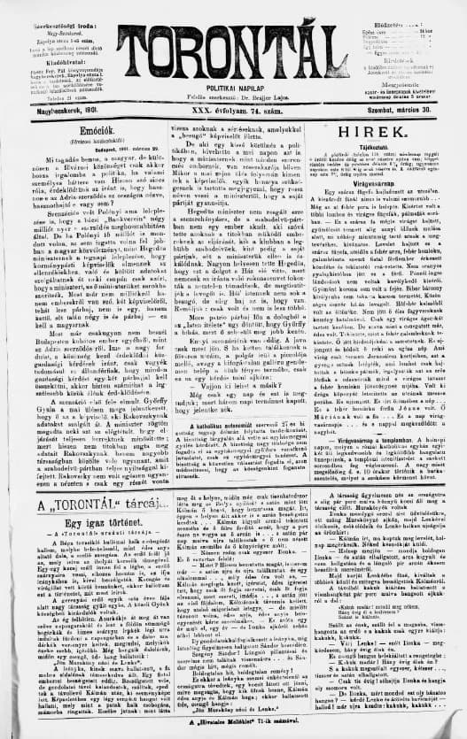 Torontál, 30. évf. 1901. március 30. 74. sz.