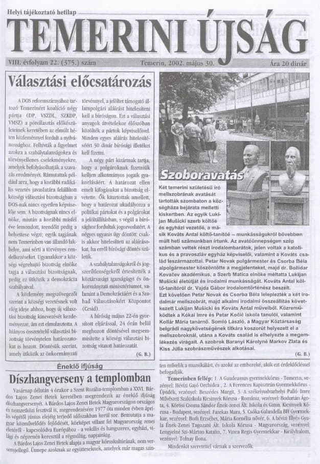 Temerini Újság, 8. évf. 2002. május 30. 22. sz.