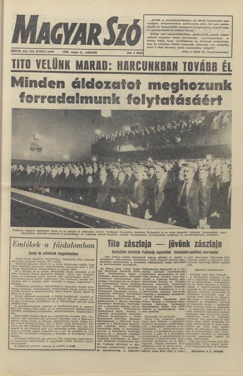 Magyar Szó, 37. évf. 1980. május 8. 125. sz. 1–20. oldal