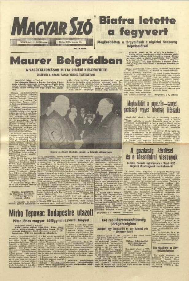 Magyar Szó, 27. évf. 1970. január 13. 11. sz. 1–16. oldal