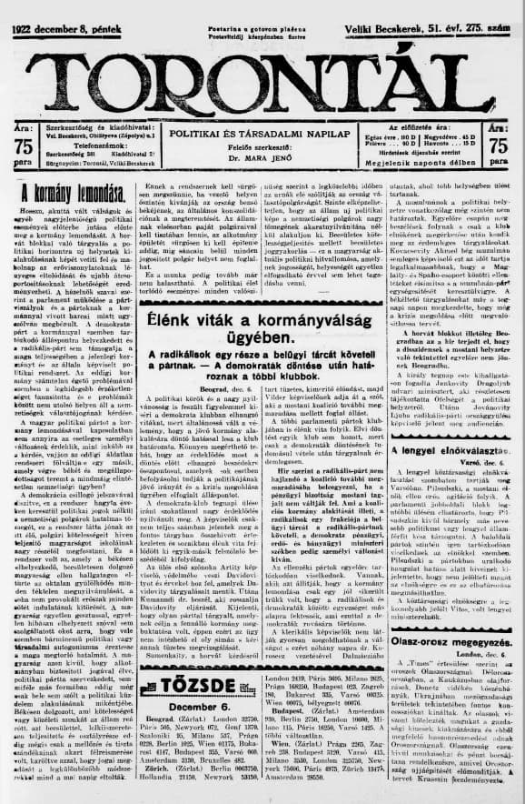 Torontál, 51. évf. 1922. december 8. 275. sz.