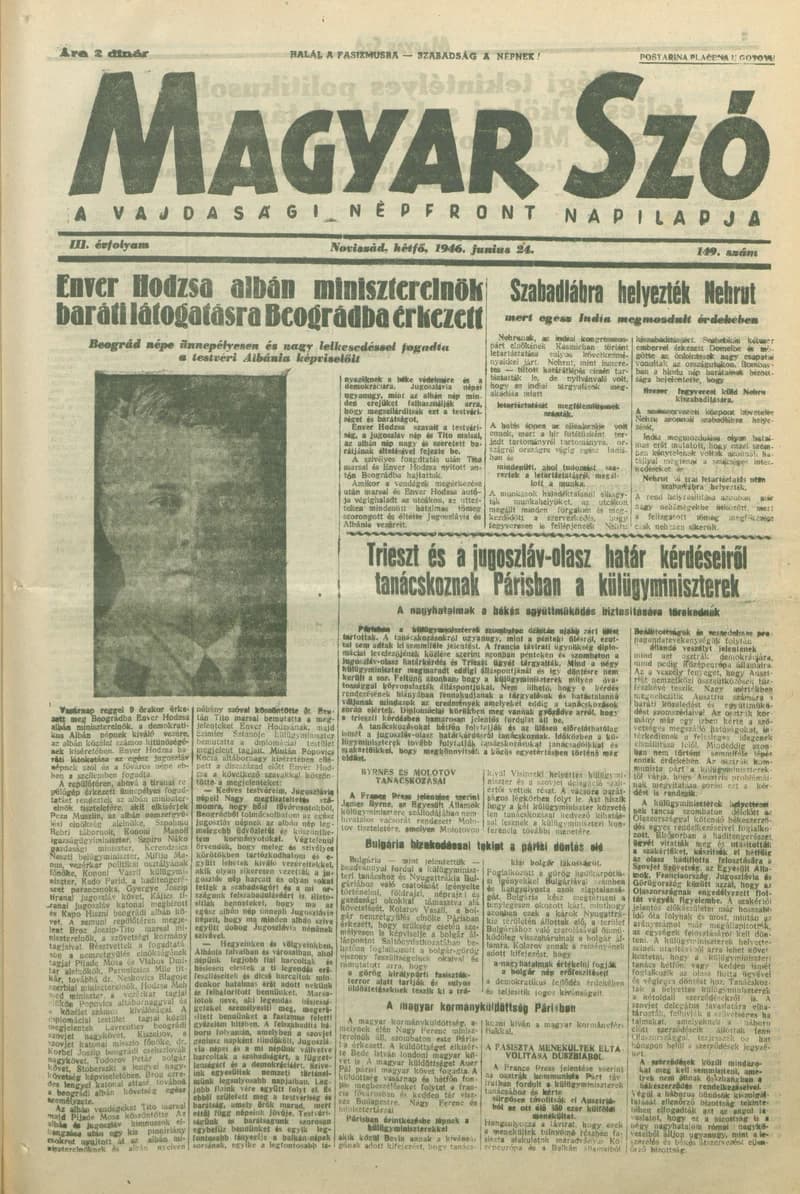 Magyar Szó, 3. évf. 1946. június 24. 149. sz. 1–6. oldal