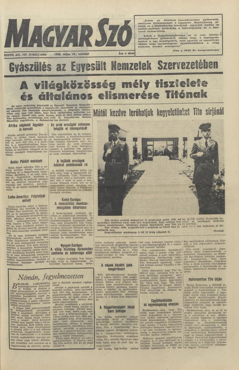 Magyar Szó, 37. évf. 1980. május 10. 127. sz. 1–20. oldal