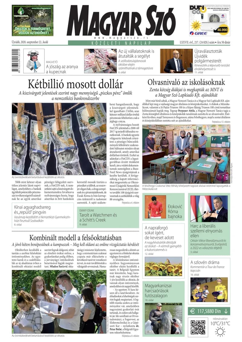 Magyar Szó, 77. évf. 2020. szeptember 22. 217. sz. 1–20. oldal
