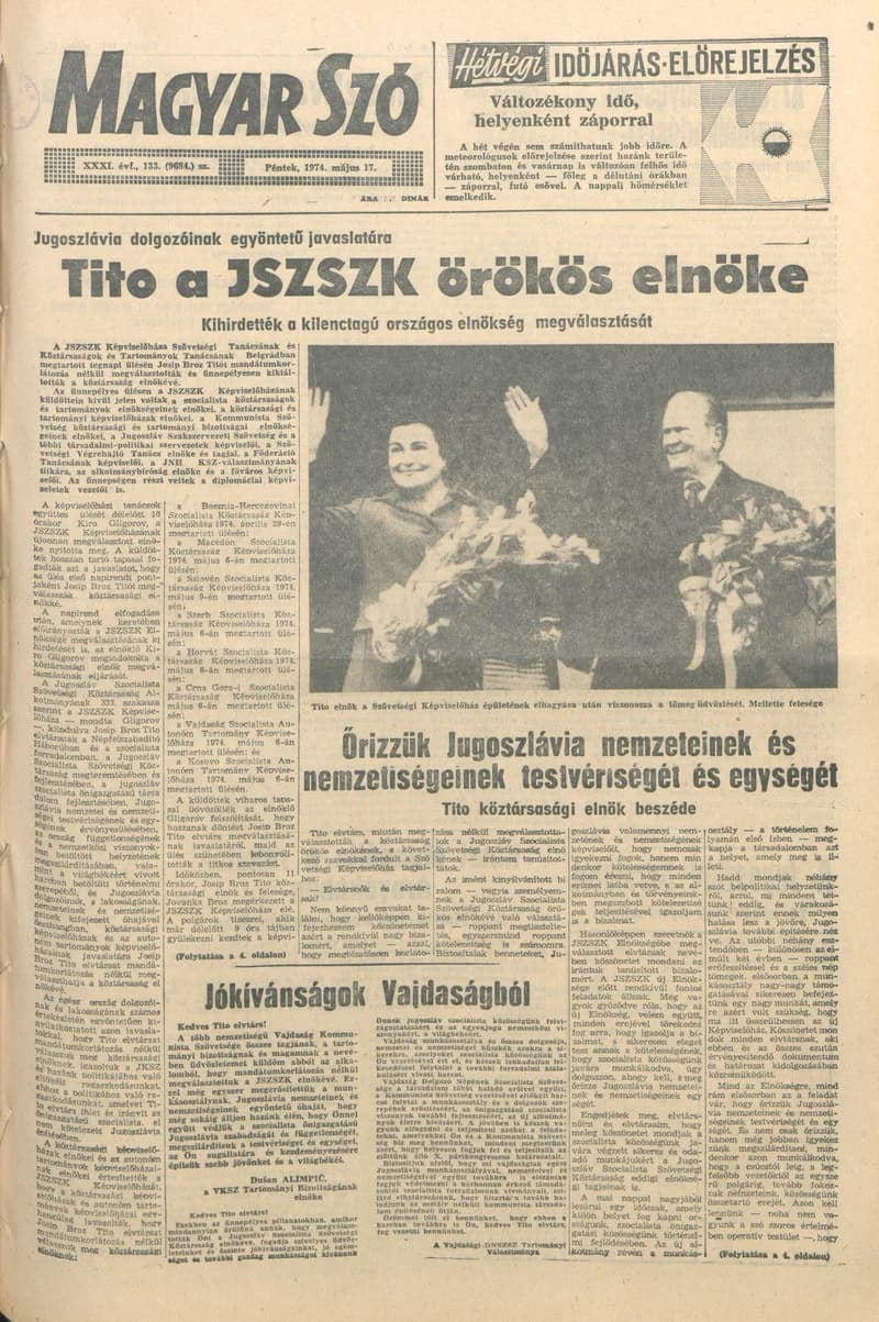 Magyar Szó, 31. évf. 1974. május 17. 133. sz. 1–16. oldal
