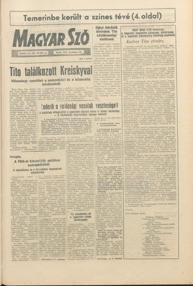 Magyar Szó, 32. évf. 1975. december 30. 358. sz.