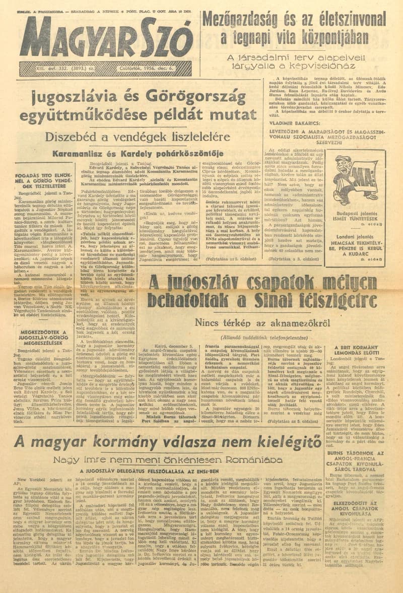Magyar Szó, 13. évf. 1956. december 6. 332. sz. 1–8. oldal