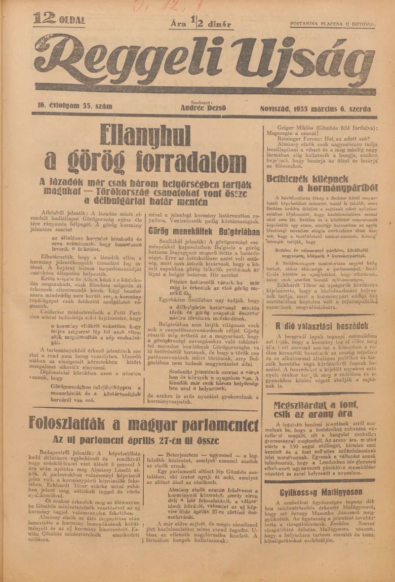 Reggeli Újság, 16. évf. 1935. március 6. 55. sz.