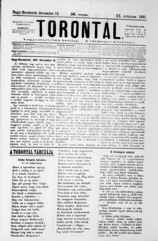 Torontál, 20. évf. 1891. december 13. 50. sz.