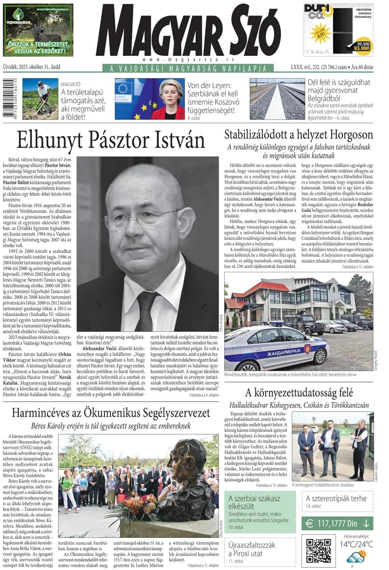 Magyar Szó, 80. évf. 2023. október 31. 252. sz. 1–20. oldal